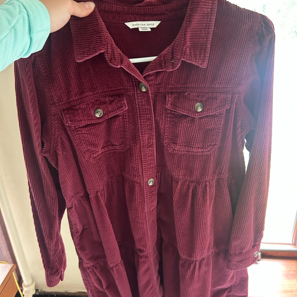 American Eagle Burgundy Corduroy Dress
